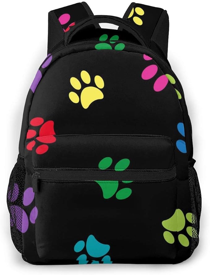 Colorful Paw Prints Print Lightweight Backpacks Casual School Bags
