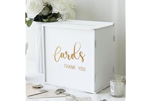 CYAOOI White Wedding Card Box with Slot, PVC Gift Card Box Holder for Wedding Reception, Gold Print Money Envelope Card Box for Party Graduation Birthday Baby Shower Decorations