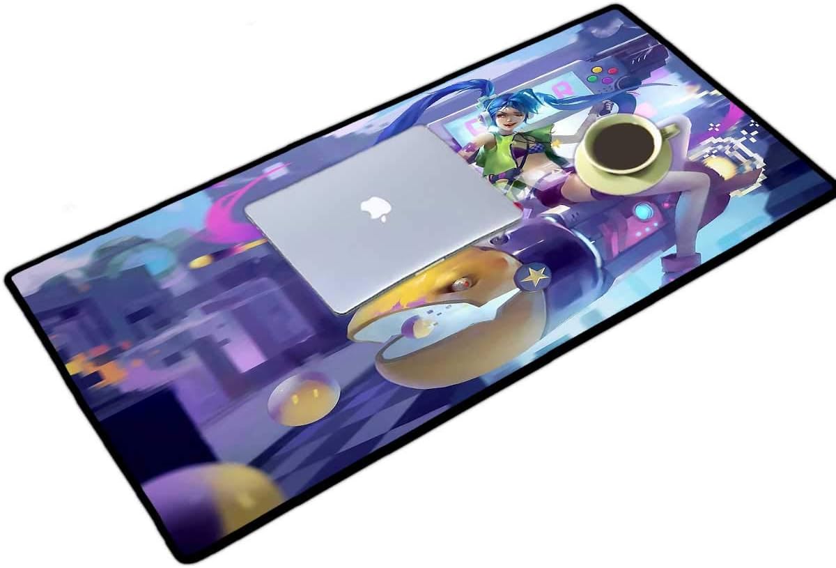 LOL Gaming Mouse Pad XL 16x30 Inch, Jinx Large Extended Gaming Mouse Pads/mats KDA Anime Art Custom Mouse Pads for Computers