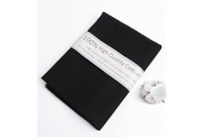 FFPDYBEST Black Cotton Fabric, Natural 100% Cotton Poplin Fabric by The Yard 59 Inches Wide Lining Fabric for Sewing Apparel Cloth Soft Embroidery Quilting, 1 Yard