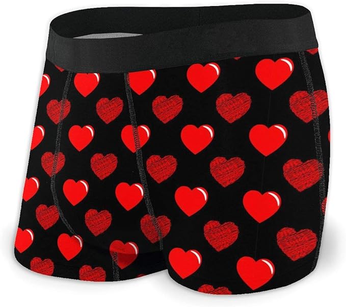 Valentine's Day Red Heart Men's Underwear Boxer Briefs Lightweight Briefs Shorts SXXL Black at