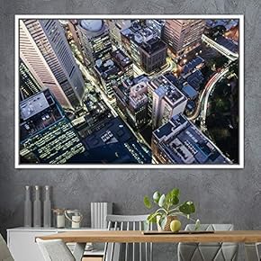 signwin Framed Canvas Wall Art City Illuminations Aerial...