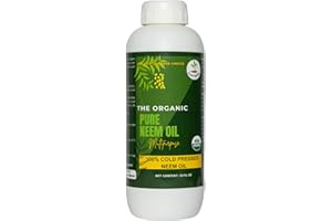 PLANT MAMA Organic 100% Cold Pressed Neem Oil (32 Fl Oz) - Pure Neem Oil for Hair, Skin, Nails, Pets, Indoor & Outdoor Plants & Garden - Unrefined, All Natural Concentrated, Multipurpose.