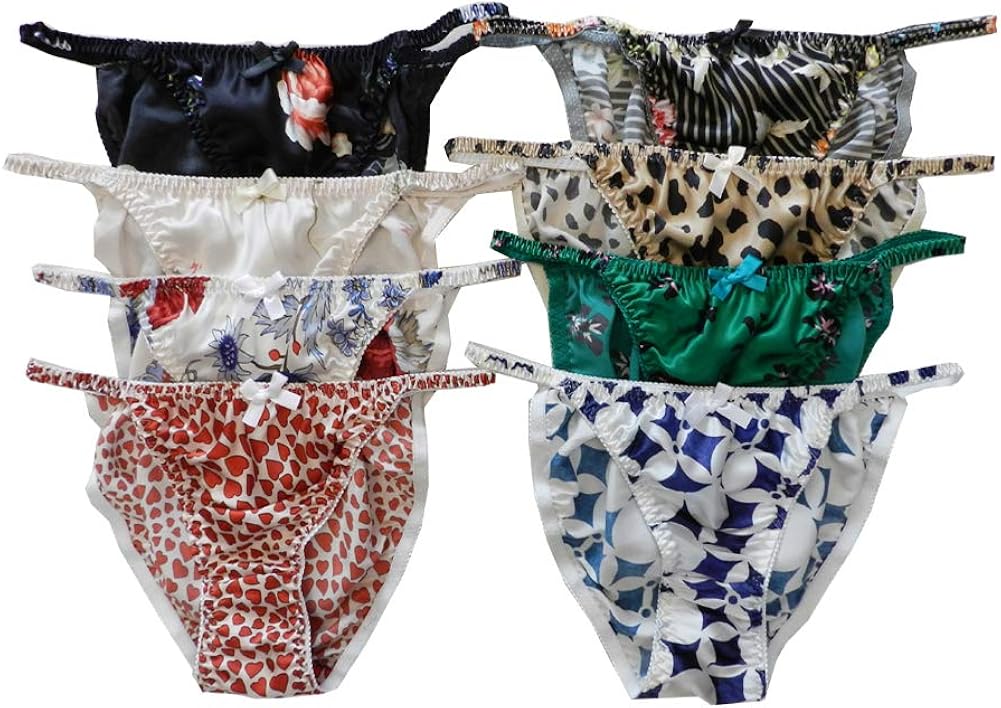 Panasilk 8 Pairs Floral 100 Silk Women's String Bikini