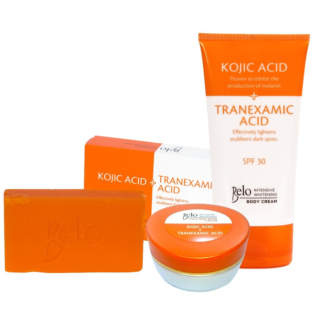 Belo Intensive Kojic & Tranexamic Acid Whitening Set Body Cream, Face