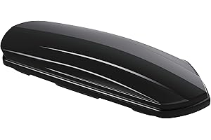 AUSUM MOTOR Rooftop Cargo Carrier 15 Cubic Feet Cargo Box for Car Storage, Large Roof Rack Cargo Carrier Dual Side Opening Hard Shell Weatherproof Storage Boxes - 110LBS Capacity Glossy Black