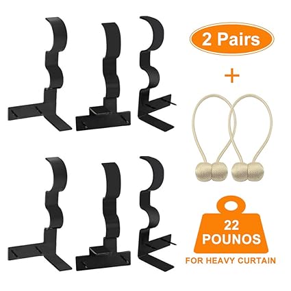 Amazon Com 6pcs Curtain Rod Brackets Double Curtain Rod Holders