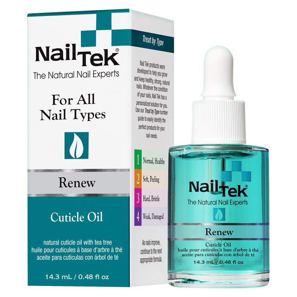 Nail Tek Renew, Natural Cuticle Oil with Tea Tree for All Nail Types, 0.48 oz, 2-Pack : Beauty