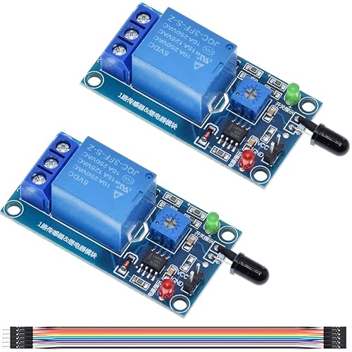 DKARDU 2 pcs 1 Channel 5V Flame Sensor Module Relay Module 2 in 1 Fire ...