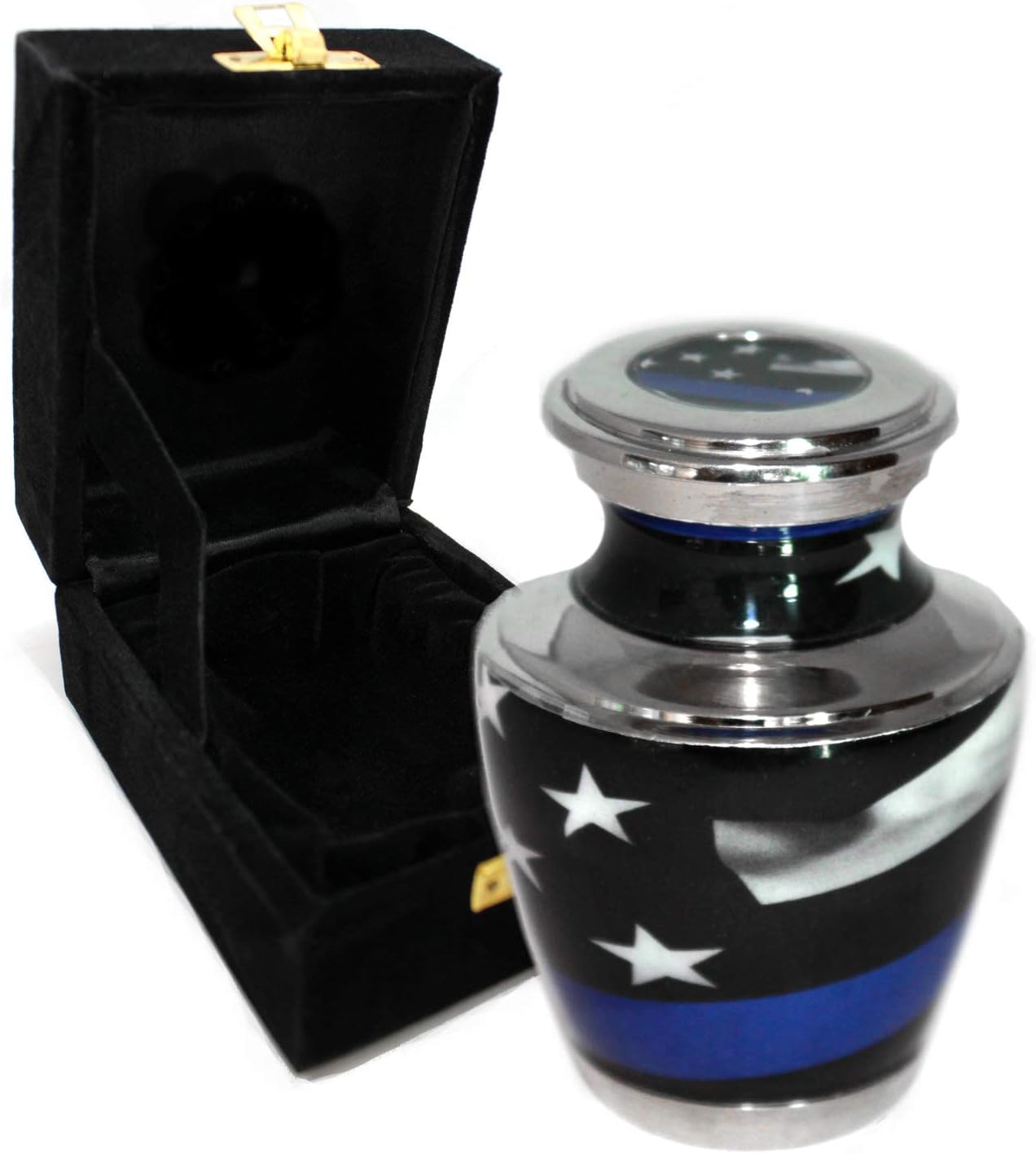 Flag Cremation Urns for Adult Ashes - for Funeral, Niche, Columbarium or Burial - Urns for Ashes - Large, Medium, Extra Large and Keepsake (Blue Line Flag, Small/Keepsake)