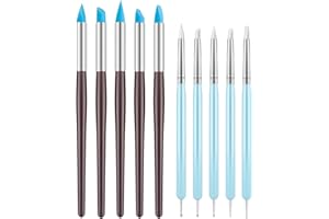 UUSYCUN 10PCS Silicone Clay Sculpting Tool, 2-Way Clay Shaper & Sculpter Brushes Tools for Modeling, Dotting, Polymer Clay, Pottery Crafts, Nail Art, Rock, Blending, Drawing, Air Dry Clay, Ceramics