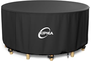 Kipiea Round Patio Table Cover 84" Dia x 36" H, Super Waterproof Round Patio Furniture Cover, Heavy-Duty Round Outdoor Table 