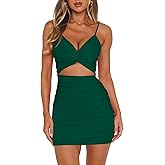 Owin Women Cut Out Twist Front Bodycon Sleeveless Spaghetti Strap Club Party Mini Dresses