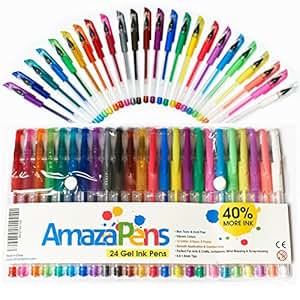 Download Amazon.com : AmazaPens Gel Coloring Pens. 24 Pack, 40% ...