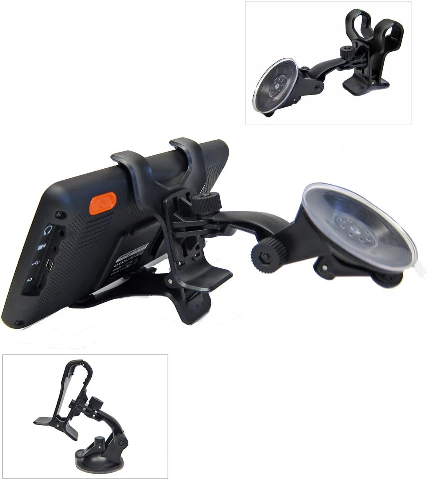 Ramtech Universal 360° Rotating Car Windshield Suction Mount Dual Clip Holder Bracket Stand For Magellan RoadMate 1700-LM GPS / Magellan Maestro GPS - WMDC