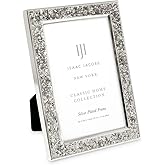 Isaac Jacobs 4x6 Silver Metal Glitter (Vertical & Horizontal) Picture Frame, with Black Fabric Easel, Wall-Mountable, Made for Tabletop, Counterspace, Shelf and Desk (4x6, Silver Glitter)