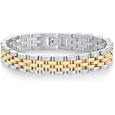 PAVOI 14K Gold Plated Waterproof Watch Strap Chain Bracelet for Women | Two Toned Mixed Metals Stainless Steel Chunky Link Bracelet