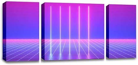 Amazon Com Ccartist 3d Render Pink Blue Neon Lights Vertical Lines Abstract Background Wall Decor Print On Canvas Modern Artwork Living Room Bedroom Painting Art Wall Posters Prints amazon com
