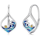 Ocean Wave Earrings 925 Sterling Silver Beach Leverback Earrings for Women Beach Jewelry Gifts for Women