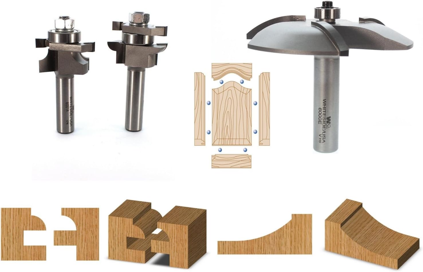 Whiteside 6001 Round Stile & Rail, 6000E Raised Panel Bits and 100-pk. Space Balls 4-pc. Bundle