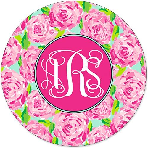Monogrammed Mouse Pad Pretty Pink Roses Personalized