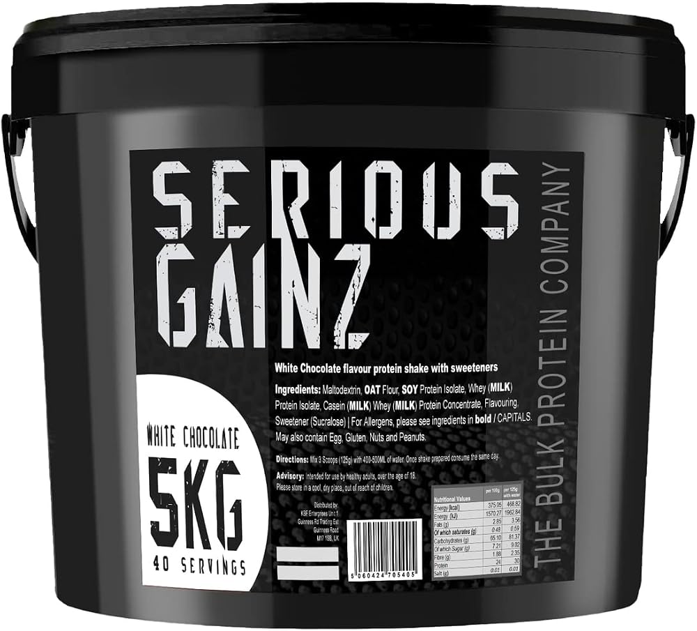 The Bulk Protein Company Serious Gainz 5kg White Chocolate Mass Gainer