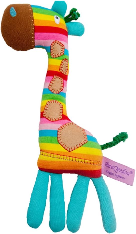 TOYMYTOY Rainbow Giraffe Baby Bell Rattle Teether Toy Set Grab Shaking Bell Rattle Gift Toy Set Educational Toy for Baby Infant