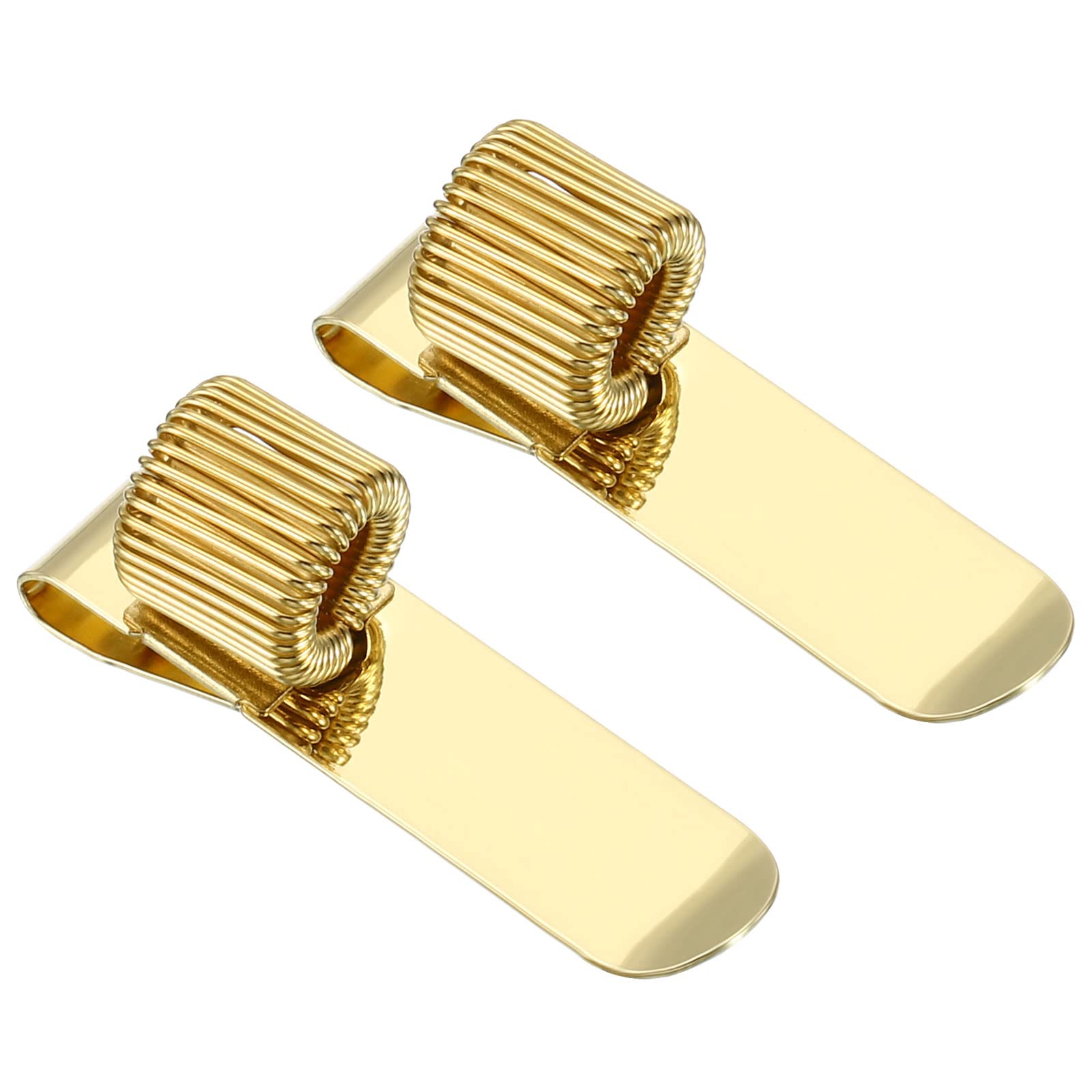 PATIKIL Pen Holder Clips, 2Pcs Metal Vertical Portable Single Spring Loop Pencil Organizer for Office Business Pocket Notebook Clipboard, Golden