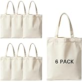 ORJ Sublimation blank canvas bags bulk,Polyester Tote Bags for Sublimation, 6 PCS 13 x 15 Inch Blank Canvas Tote Bags DIY custom Shopping Bag