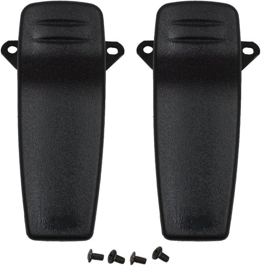 KENMAX Handheld Two Way Radio Black Belt Clip with Screws for ICOM F3 F4 F11 F21 (2 Packs)