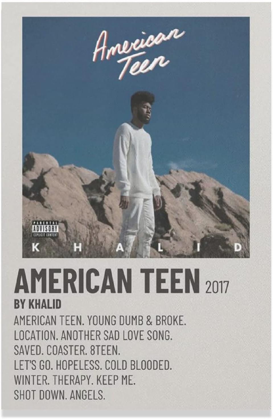 KHALID - AMERICAN TEEN 2017 Canvas Poster Bedroom Decor Sports Landscape Office Room Decor Gift Unframe-KHALID - AMERICAN TEEN 20171012×18inch(30×45cm)