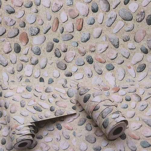 ZeroStage 11 Yard Stone Wallpaper Peel and Stick Removable Castle Tower Brick Rock Wall (Cobblestone)