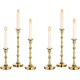 Nuptio Gold Candle Holders for Candlestick: Set of 6 Tall Taper Candle Stick Holders for Fall Thanksgiving Christmas Living Room Fireplace Dinner Table Cafe Table Decor