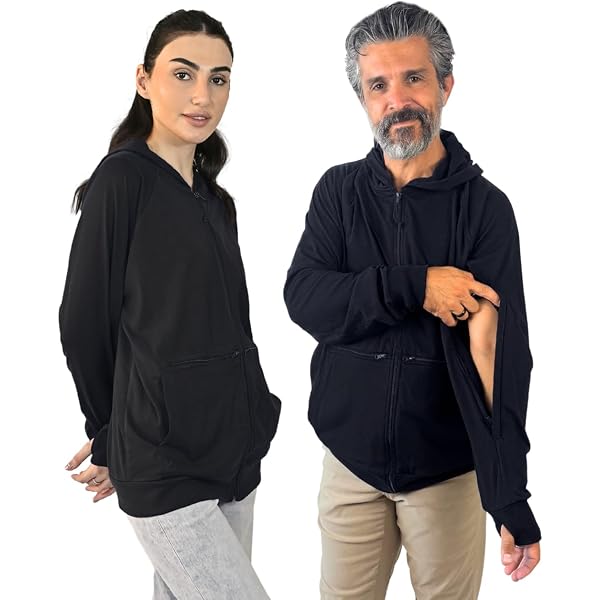 MandMcares Dialysis Port Access Pullover Hoodie with Two Way Arm
