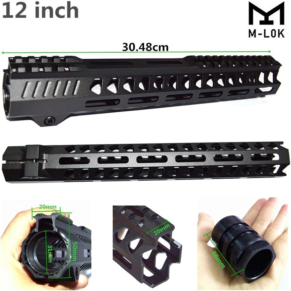 Haowenzhen Tactical 7/10/12/13.5/15 Inches Float M-lok Handguard Picatinny Rail Airsoft 15 M4 Handguard Carbine Square Mouth with Steel Nut for Hunting
