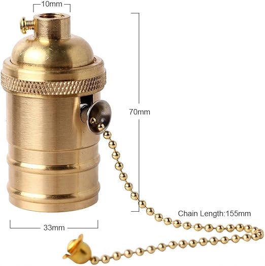 Splink Brass Light Socket E26 E27 Lamp Holder Socket With Pull Chain Switch Light Fitting Set For Electrolier Edison Bulbs Retro Pendant Lamp Holder Industrial Vintage Diy Projects Copper Color Amazon Co Uk Lighting