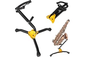 Saxophone Stand, Portable Folding Metal Alto/Tenor Sax Stand - Adjustable Triangle Base Holder Display Rack, Musical Instrume