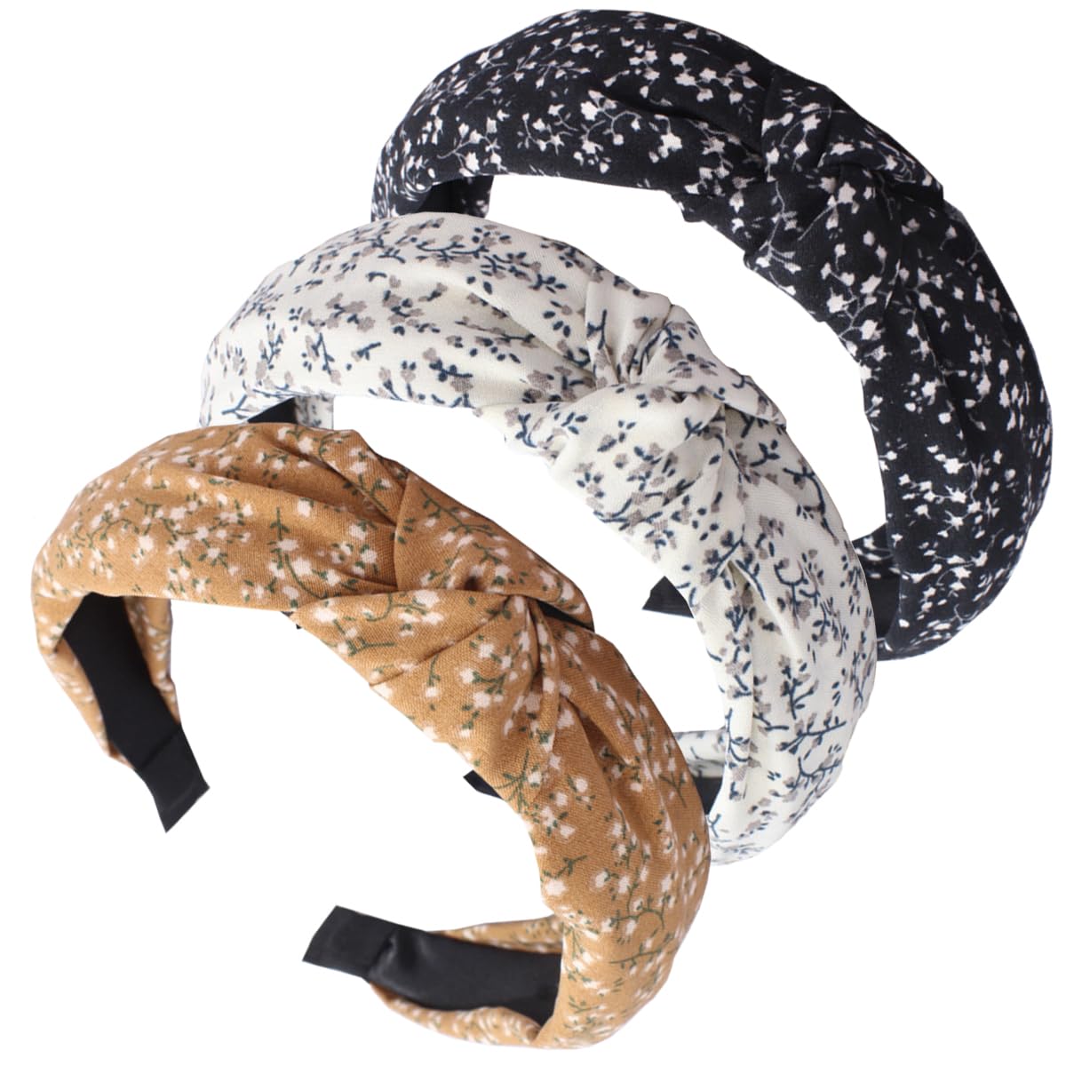 scicent 3Pcs Headbands for Women Alice Bands Adult Boho Beauty Wide Top Knot Turban Fabric Hairband No Slip Headwear Elastic Hair Hoops HB0014 — image 1