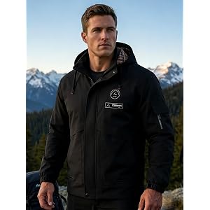 Men's Hooded Softshell Jacket Waterproof Lightweight Windbreaker Hiking Shell Jacket