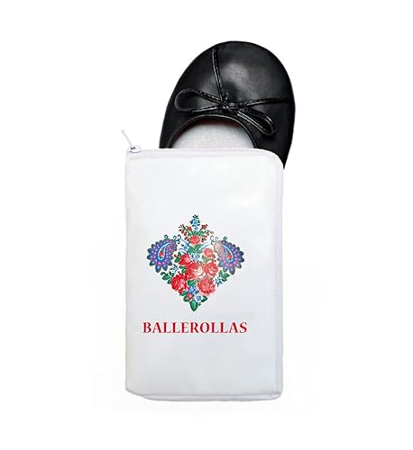 BALLEROLLAS Faltbare Ballerinas in schwarz - Afterparty Schuhe - Wechselschuhe - Innensohle 100% Leder - Obermaterial Kunstle