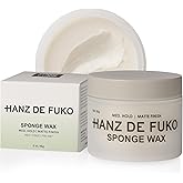 Hanz de Fuko Sponge Wax – Premium Men’s Hair Styling Wax for a Medium Hold, Semi-Matte Finish – Ideal Texture Product for All Hair Types, Especially Thick Hair – 2 oz, Travel Size