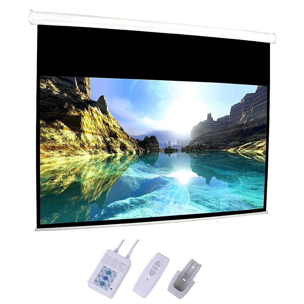 Motorized Projector Screen,92" Electric Projection Screen HD Movie White with 16:9 Remote Control fo