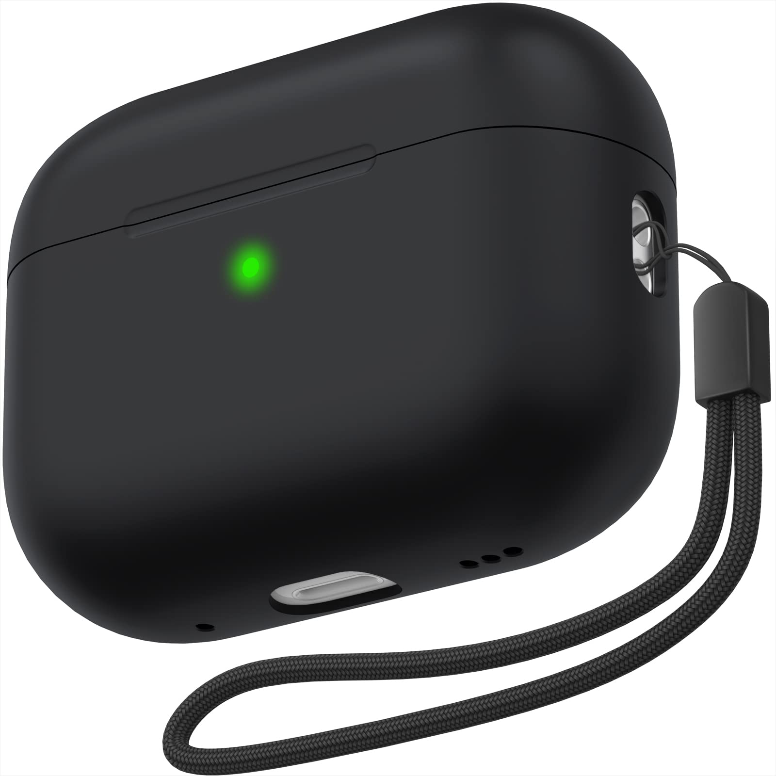 Photo 1 of NIUTRENDZ AirPods Pro 2 Case Cover 2022 Slim Silicone Shock-Absorbing Protective Case with Lanyard [Front LED Visible] (Black)