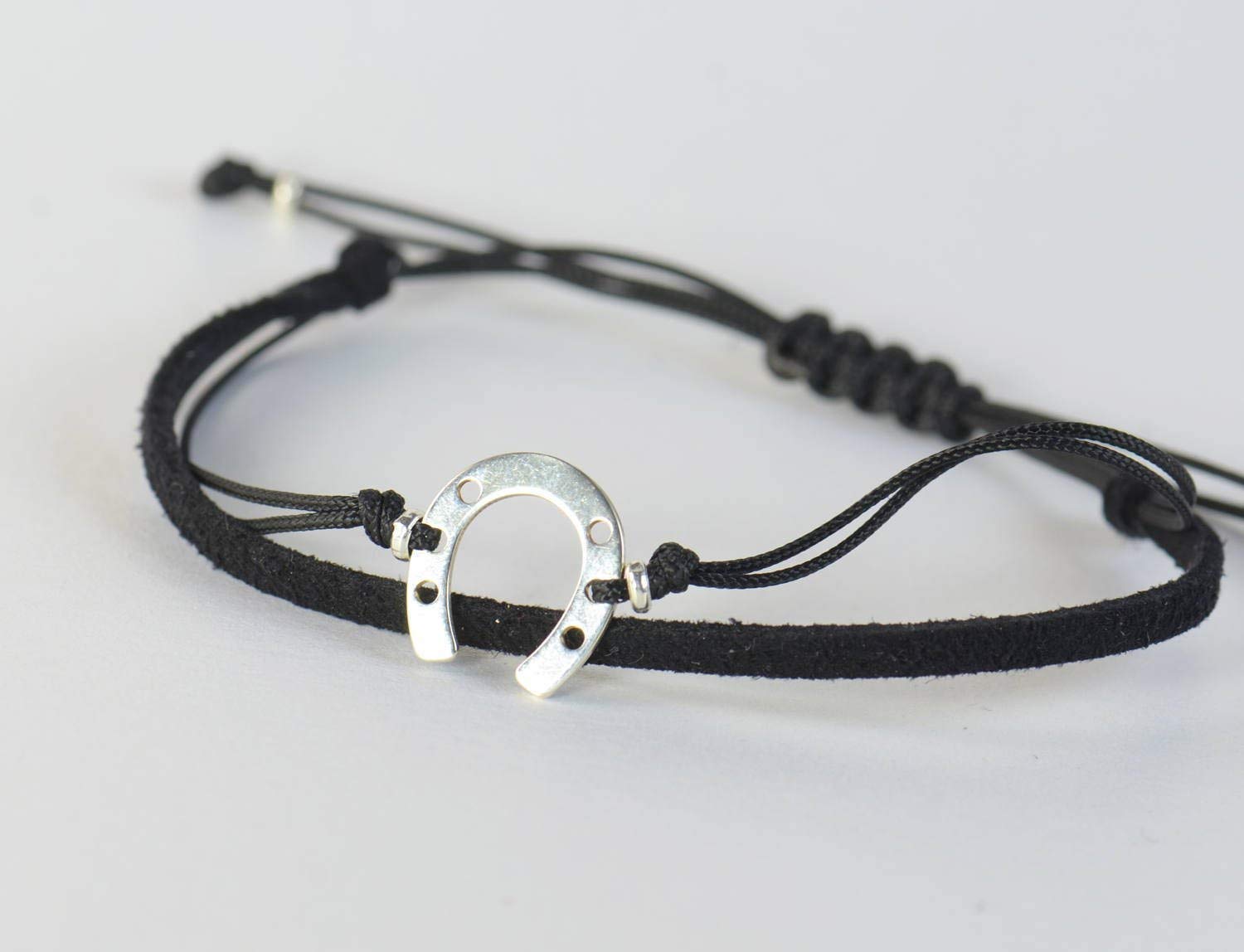 Sterling Silver horseshoe charm bracelet. Mens bracelet