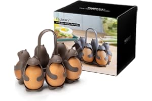 Peleg Design Eggbears 3-in-1 Cook, Store and Serve Egg Holder, Bear-Shaped Boiled Egg Cooker for Making Soft or Hard Boiled Eggs, Eggies, Holds 6 Eggs for Easy Cooking and Fridge Storage