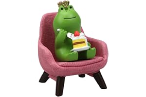 Refintural Miniature Frog Cake Figurine - Funny Shelf & Desk Decoration - Perfect Cute Frog Gift (Pink Sofa)
