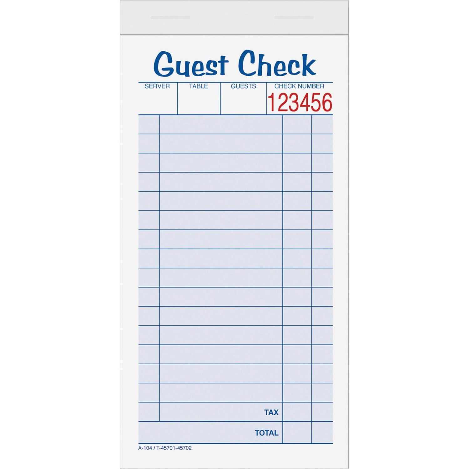 TOPS Guest Check Books, 6 x 3.38 Inch, 2-Part, with Carbon, 50 Sets, 10-Pack, White (45702) by TOPS Business Forms, Inc.