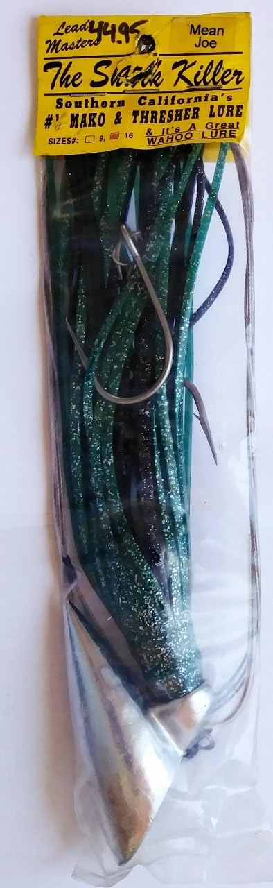 Lead Masters Shark Killer Mako & Thresher Lure, Rigged, 16 oz Mean Joe Green