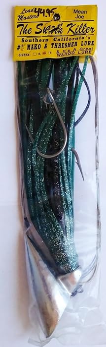 Lead Masters Shark Killer Mako & Thresher Lure, Rigged, 16 oz Mean Joe Green