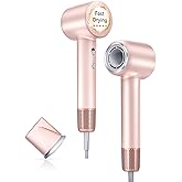 Meditoross Hair Dryer, Professional 140000 RPM High-Speed Brushless Motor Negative Ionic Low Noise Blow Dryer for Fast Drying, Thermo-Control Quiet with Magnetic Nozzle for Home Travel Salon Use,Pink